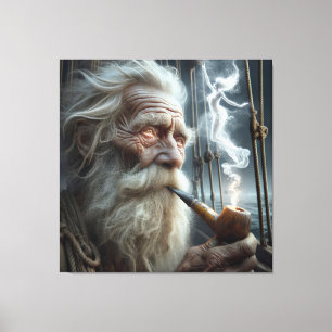 Old Seaman Smoking A Pipe Canvas Print