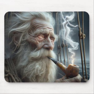 Old Seaman Smoking a Pipe Mouse Mat