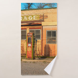 Old service station in rural Utah,  USA. vintage,  Bath Towel