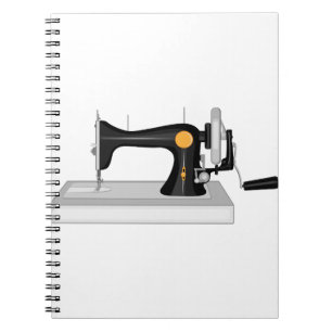 Old sewing machine with manual drive notebook