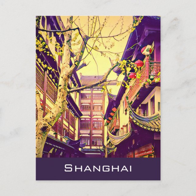 Old Shanghai vintage travel Yu Yuan Garden Postcard (Front)
