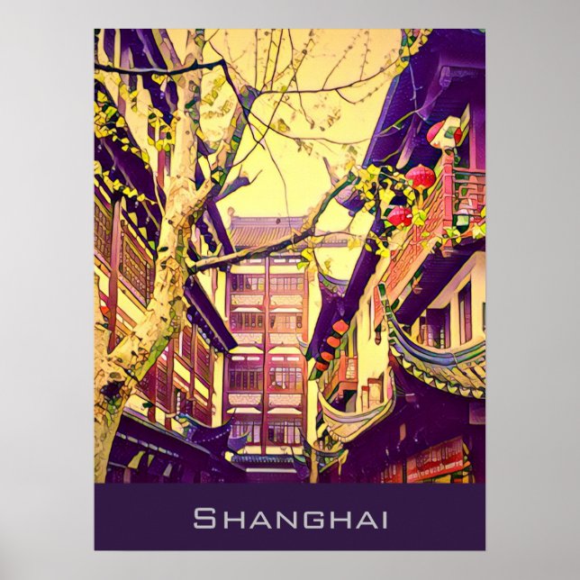 Old Shanghai vintage travel Yu Yuan Garden Poster (Front)