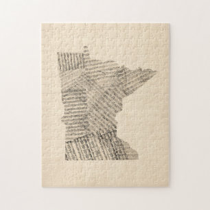 Old Sheet Music Map of Minnesota Jigsaw Puzzle
