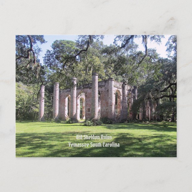 Old Sheldon Ruins Church Postcard (Front)