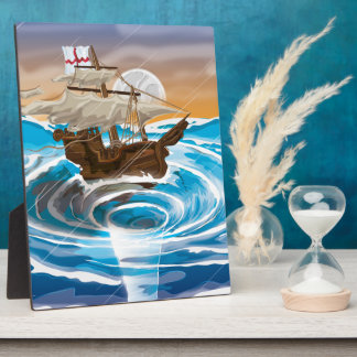 Old Ship Falling into a Whirlpool Plaque