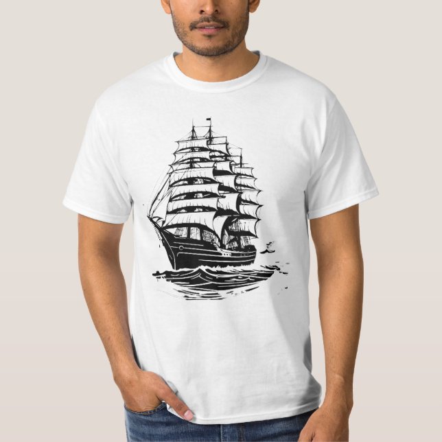 Old Ship Illustration T-Shirt (Front)