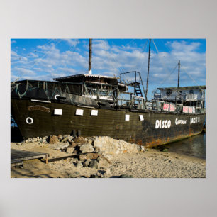 Old ship used as night club poster