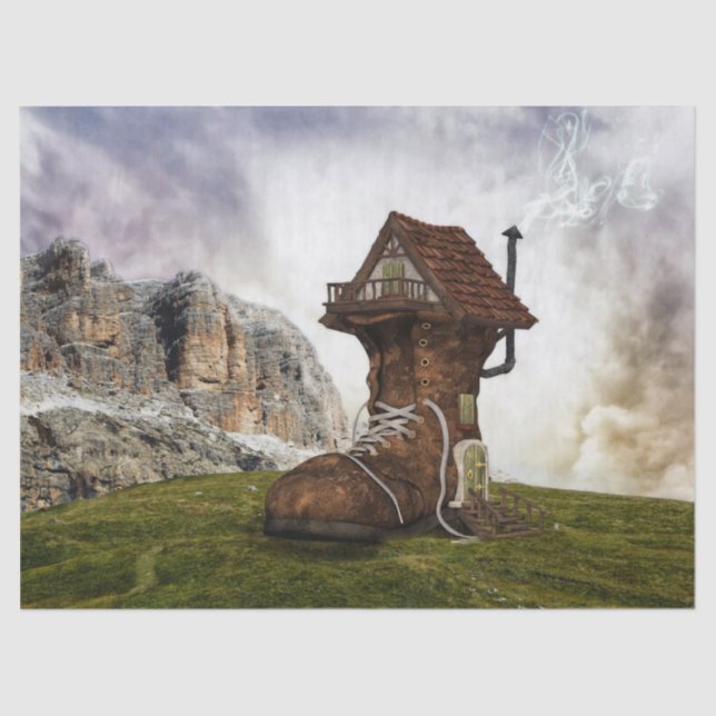 old shoe house tissue paper (Front)