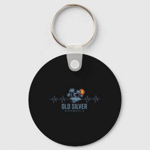 Old Silver Beach Machusetts Vintage 80s Sunset Hea Key Ring
