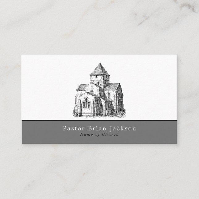 Old Sketched Church, Christianity, Religious Business Card (Front)
