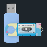 Old Skool Blue Cassette Mix Tape USB Flash Drive<br><div class="desc">Old Skool Funky Blue Cassette Tape "Mix Tape" USB Flash Drive. Write a different message on side A and side B. Create a sense of nostalgia for those 80's & 90's music lovers. Share photos and videos as well as your favourite tunes. Add your own messages and playlists for a...</div>