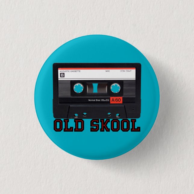 Old Skool - Cassette Tape 3 Cm Round Badge (Front)