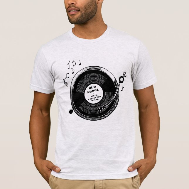 Old skool dj record collector turntable t-shirt (Front)