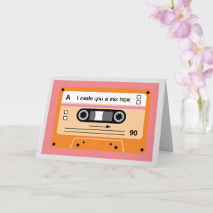 Old Skool Orange Cassette Mix Tape Card