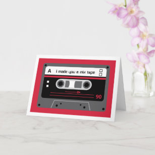 Old Skool Red and Black Cassette Mix Tape Greeting Card