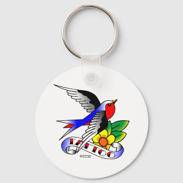 Old Skool Tattoo Swallow Key Ring (Front)