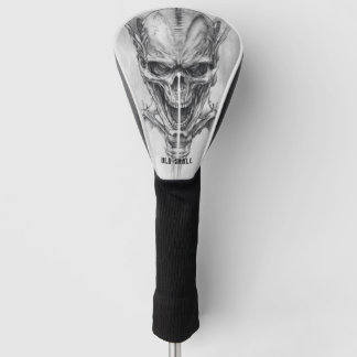 Old Skull Sketch Golf Head Cover