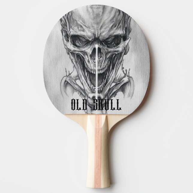 Old Skull Sketch Ping Pong Paddle (Front)