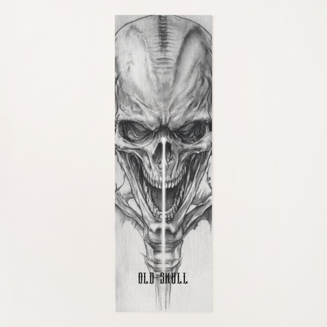 Old Skull Sketch Yoga Mat (Front)