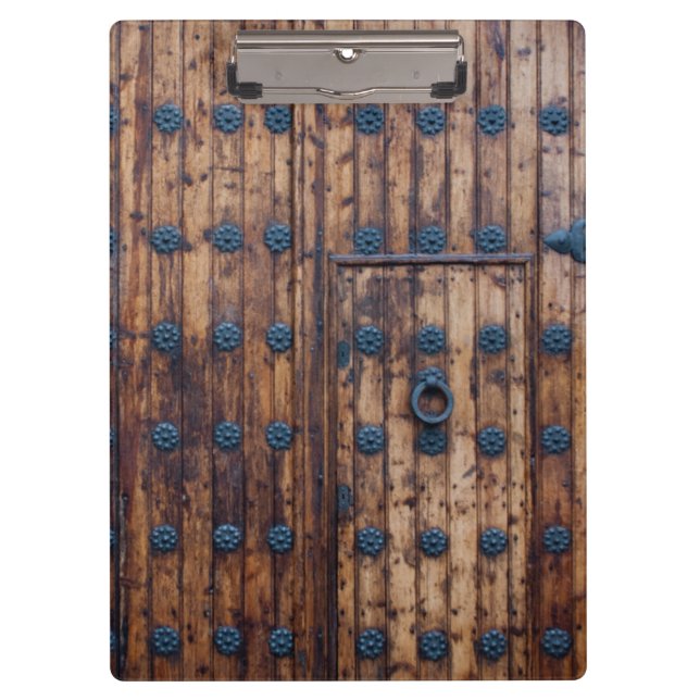 Old Small Door Within Large Reinforced Wooden Door Clipboard (Front)