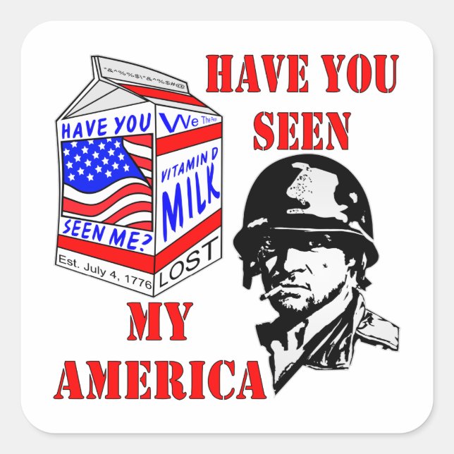 Old Soldier Have You Seen My Missing America Square Sticker (Front)