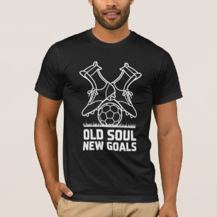 Old Soul New Goals Soccer Cleats Graphic Design T-Shirt