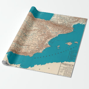 Old Spain and Portugal Map (1846)  Wrapping Paper