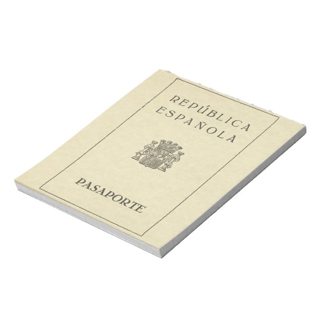 Old Spanish Republic passport (sepia paper) Notepad (Rotated)