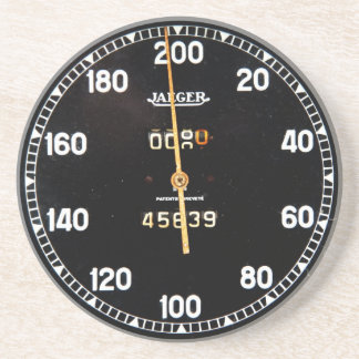 Old speedometer gauge from a vintage race car coaster