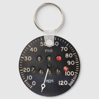 Old speedometer gauge from a vintage race car key ring