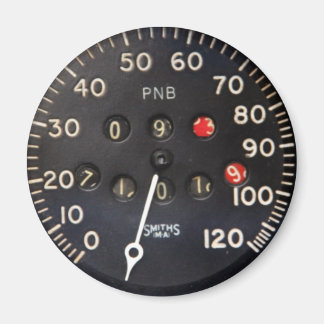 Old speedometer gauge from a vintage race car magnet