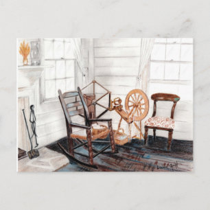Old Spinning Wheel Postcard