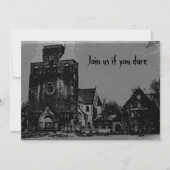 Old Spooky Distressed Haunted Halloween Church Invitation (Front)