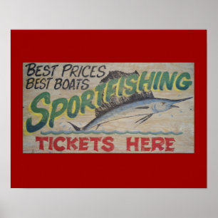 Old sportfishing sign. poster
