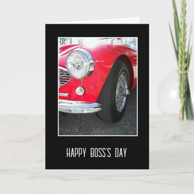 Old Sports Car Boss's Day  Thank You Card (Front)