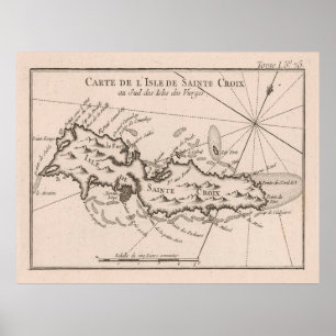Old St Croix Map (1764) Vintage Virgin Islands Poster