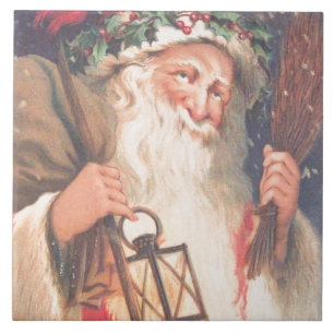 Old St. Nicholas with Lantern Vintage Ceramic Tile
