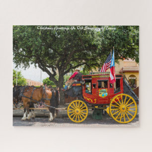 Old Stagecoach Texas.Christmas Greetings Jigsaw Puzzle