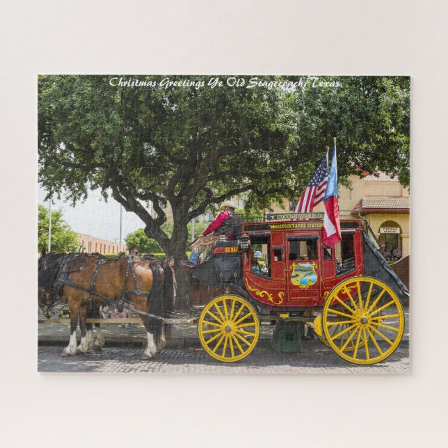Old Stagecoach Texas.Christmas Greetings Jigsaw Puzzle (Horizontal)