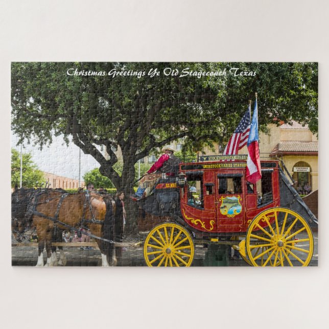 Old Stagecoach Texas.Christmas Greetings Jigsaw Puzzle (Horizontal)