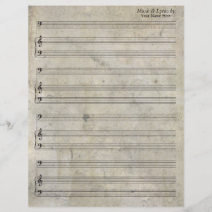Old Stained Blank Sheet Music Bass Clef