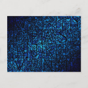 Old stained-glass window postcard