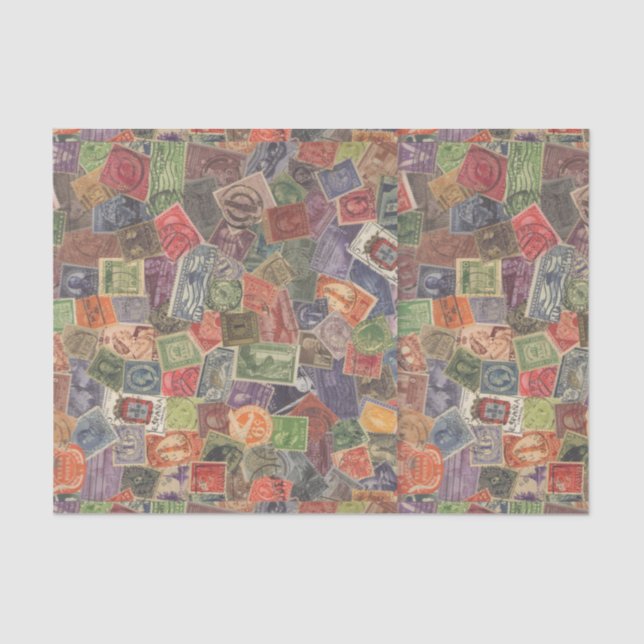 Old Stamps Graphic Tissue Paper (Front)