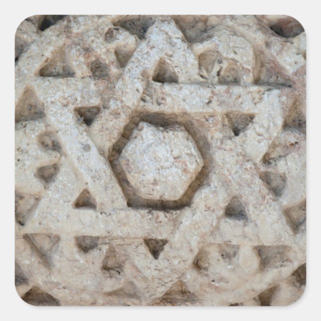 Old Star of David carving, Israel Square Sticker (Front)