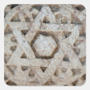 Old Star of David carving, Israel Square Sticker