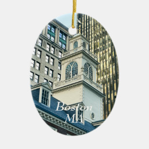 Old State House in Boston Massachusetts Ceramic Tree Decoration