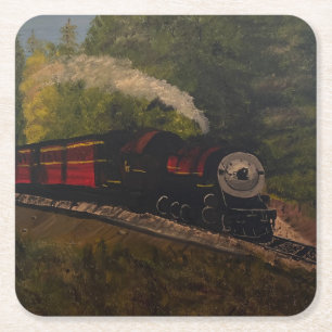 Old Steam Engine, Original by Gary Poling Square Paper Coaster