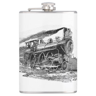 Old Steam Locomotive Hip Flask