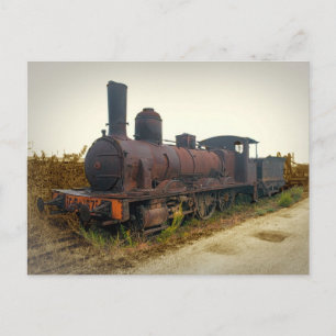 Old Steam Locomotive in Portugal Postcard