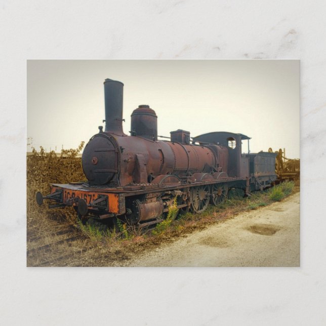 Old Steam Locomotive in Portugal Postcard (Front)